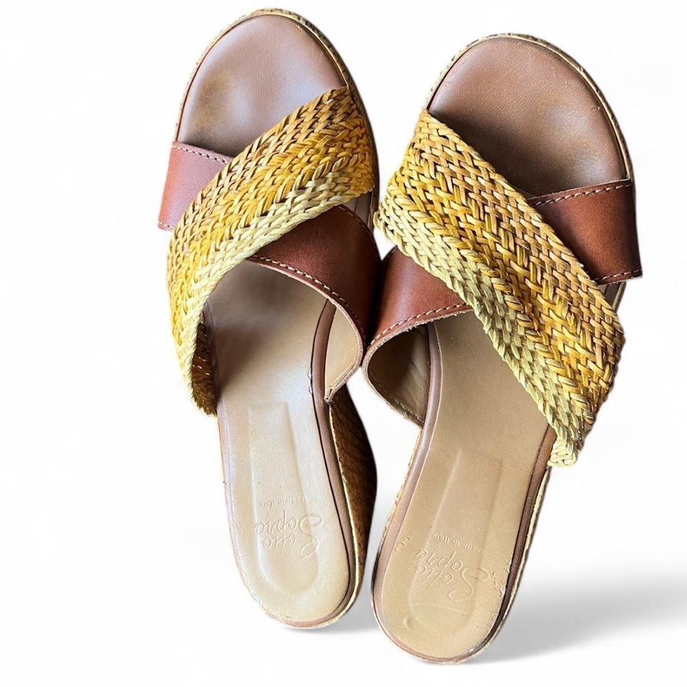 Sotto Sopra Women's Wedge Sandals Platform Basket Weave size 38 (7.5-8)